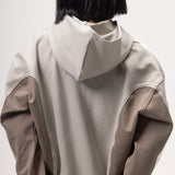 OBLIQUE COLOR BLOCK HOODIE - COOKIES AND CREAM -2