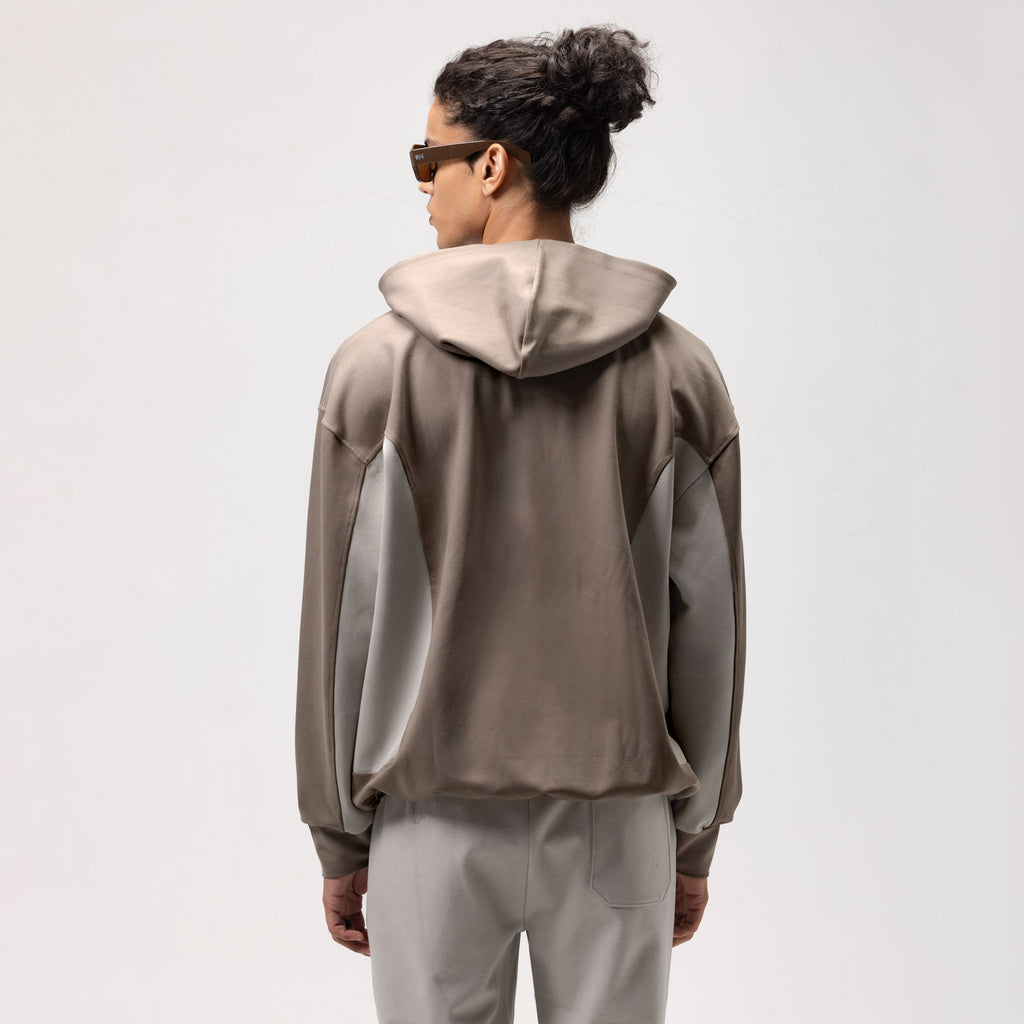 OBLIQUE COLOR BLOCK HOODIE - COOKIES AND CREAM-1
