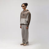 OBLIQUE COLOR BLOCK HOODIE - COOKIES AND CREAM-1
