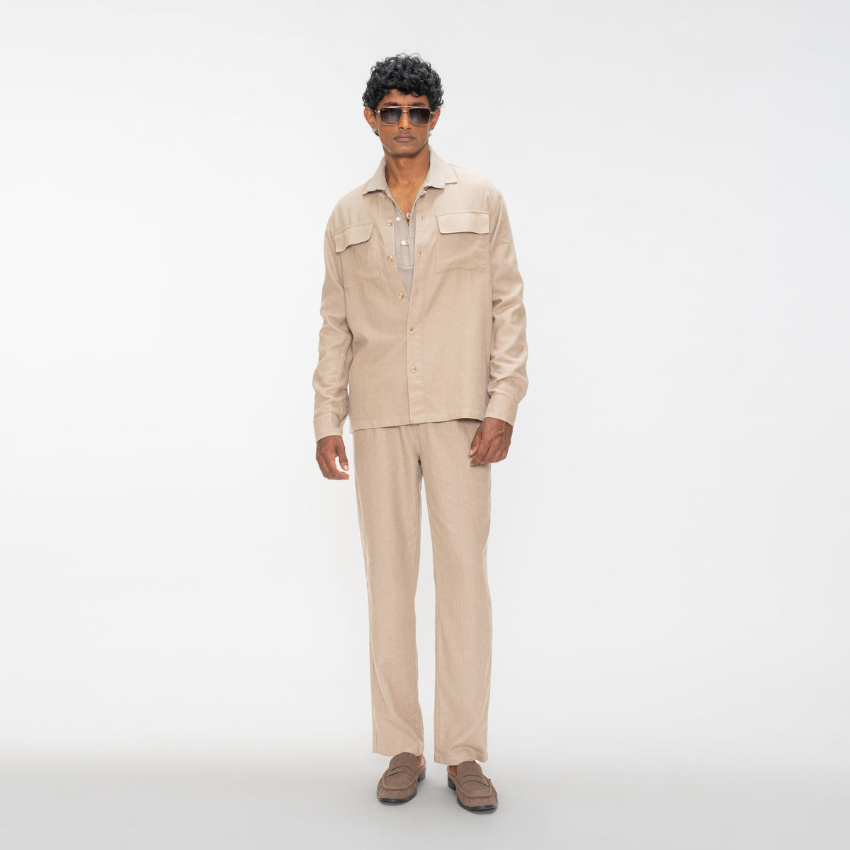 RELAXED COTTON LINEN PANTS - LIGHTWOOD
