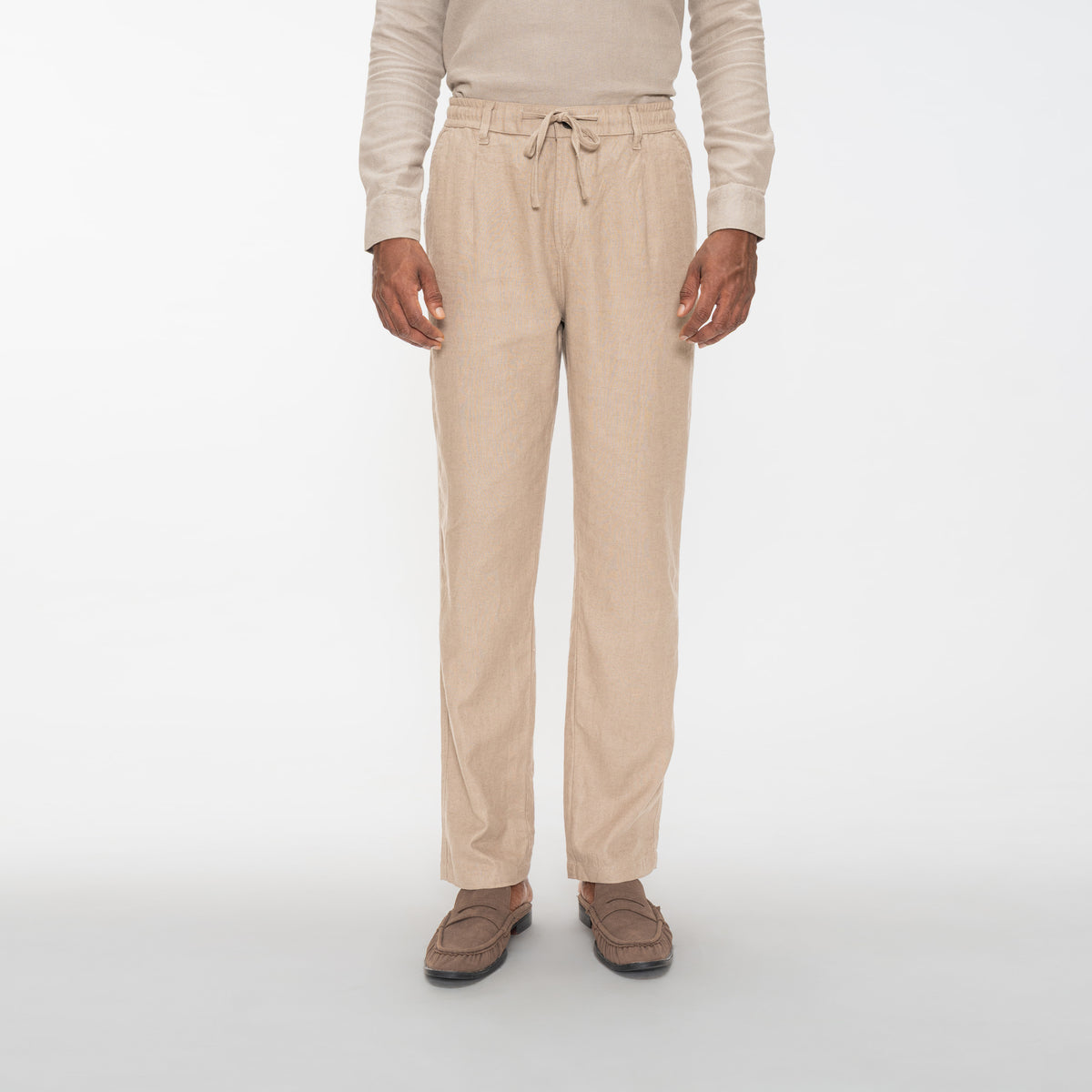 RELAXED COTTON LINEN PANTS - LIGHTWOOD