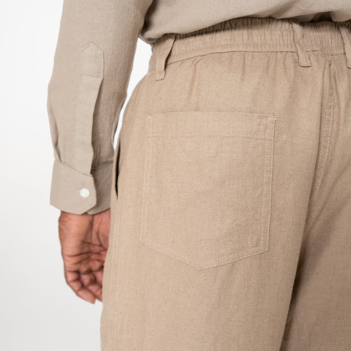 RELAXED COTTON LINEN PANTS - LIGHTWOOD
