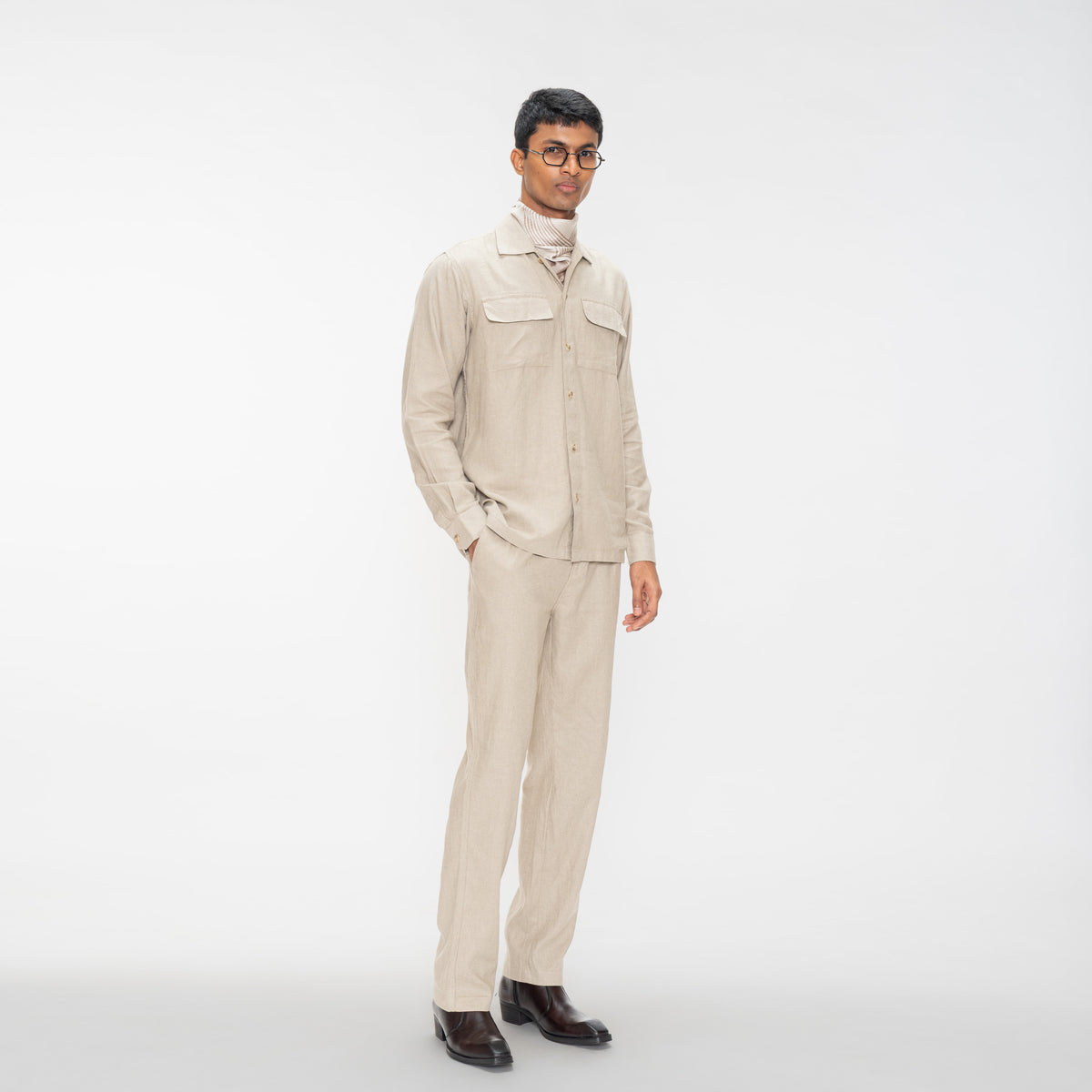 RELAXED COTTON LINEN PANTS - NATURAL