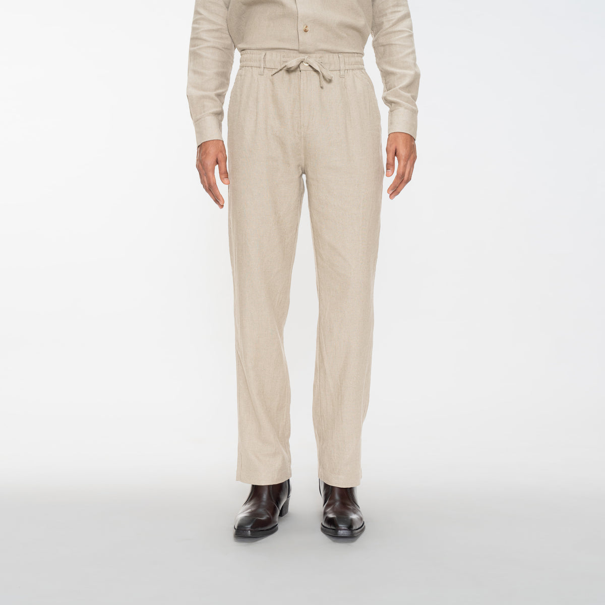 RELAXED COTTON LINEN PANTS - NATURAL