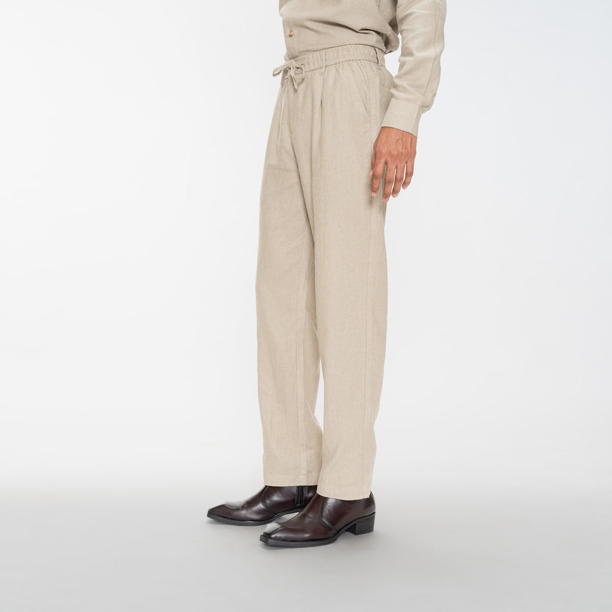 RELAXED COTTON LINEN PANTS - NATURAL