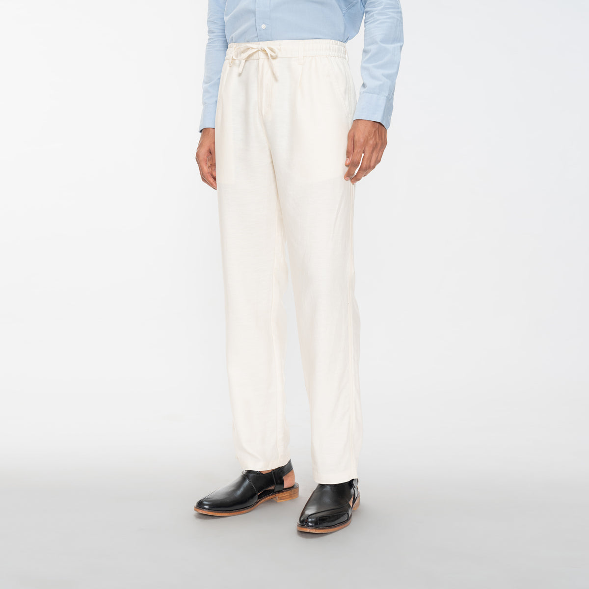 RELAXED TENCEL TROUSERS - CREAM