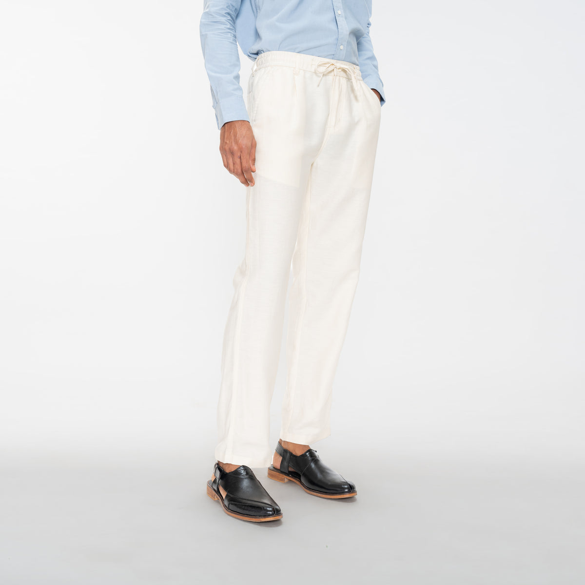 RELAXED TENCEL TROUSERS - CREAM