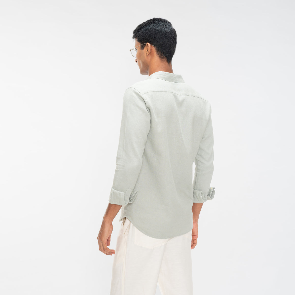 TEXTURED QUARTER PLACKET SHIRT - SAGE