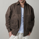 menswear, streetwear, utility wear, 3D pockets, mens jackets, womens jackets, brown jacket, streetstyle jacket, people also ask 