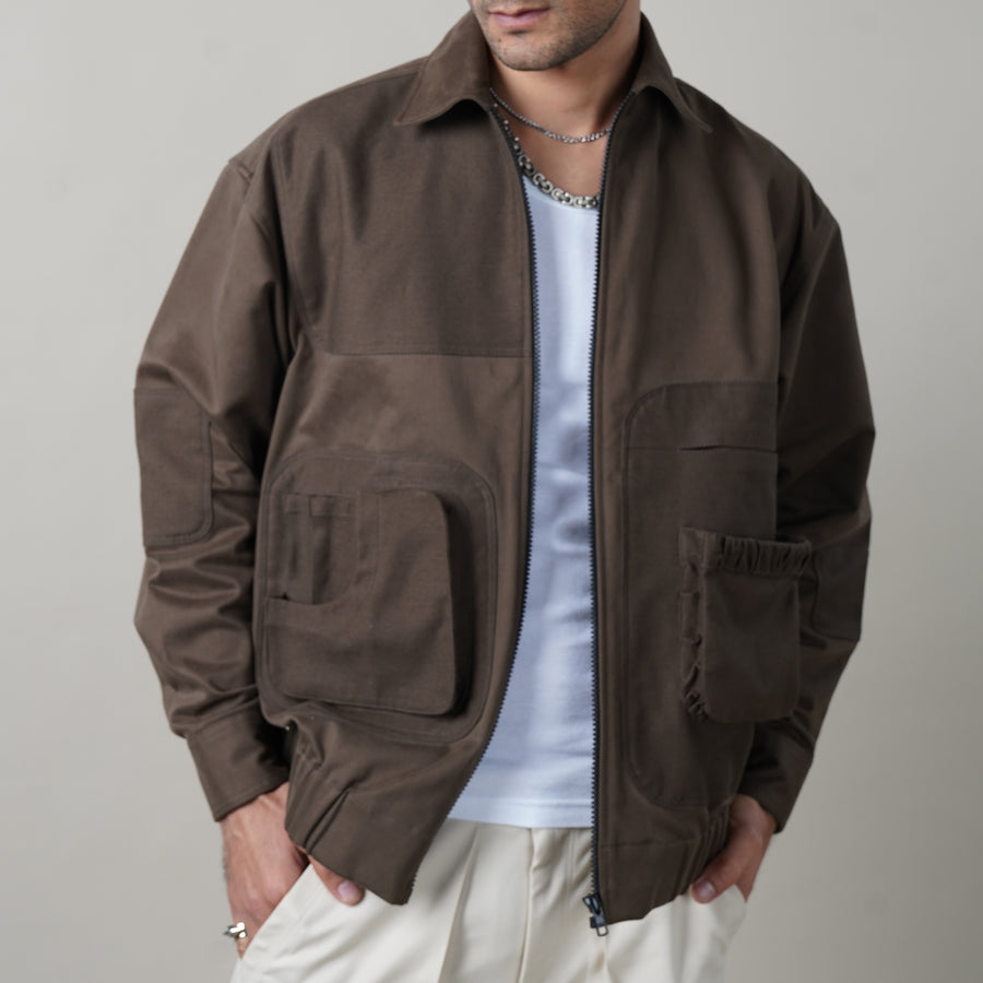 menswear, streetwear, utility wear, 3D pockets, mens jackets, womens jackets, brown jacket, streetstyle jacket, people also ask 