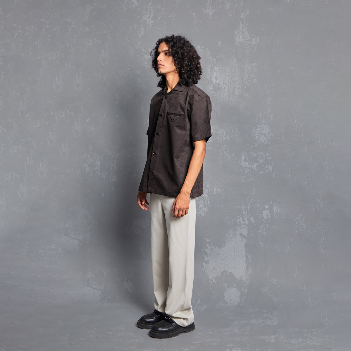BUTTONED UP SHIRT, BROWN SHIRT, JACQUARD, SHIRT SILHOUETTE,Jacquard shirt, abstract tonal pattern, welt pocket, fixed pleated pocket square, one piece Cuban style collar, slit at the bottom of the side seam. UNISEX, RELAXED FIT, SIZE AVAILABLE S TO XXL, PLUS SIZE CLOTHING, SHIRT, JACQUARD, POLO SHIRTS,SHIRT DESIGN, SHIRT PATTERN, SHIRT SIZING, SHIRTS FOR MEN, SHIRTS FOR GIRLS, SHIRT DESIGN FOR MEN, SHIRT DESIGN FOR GIRLS, SHIRT FOR WOMEN, SHIRT SIZE CHART, JACQUARD SHIRT DESIGNS 2021,, people also ask 
