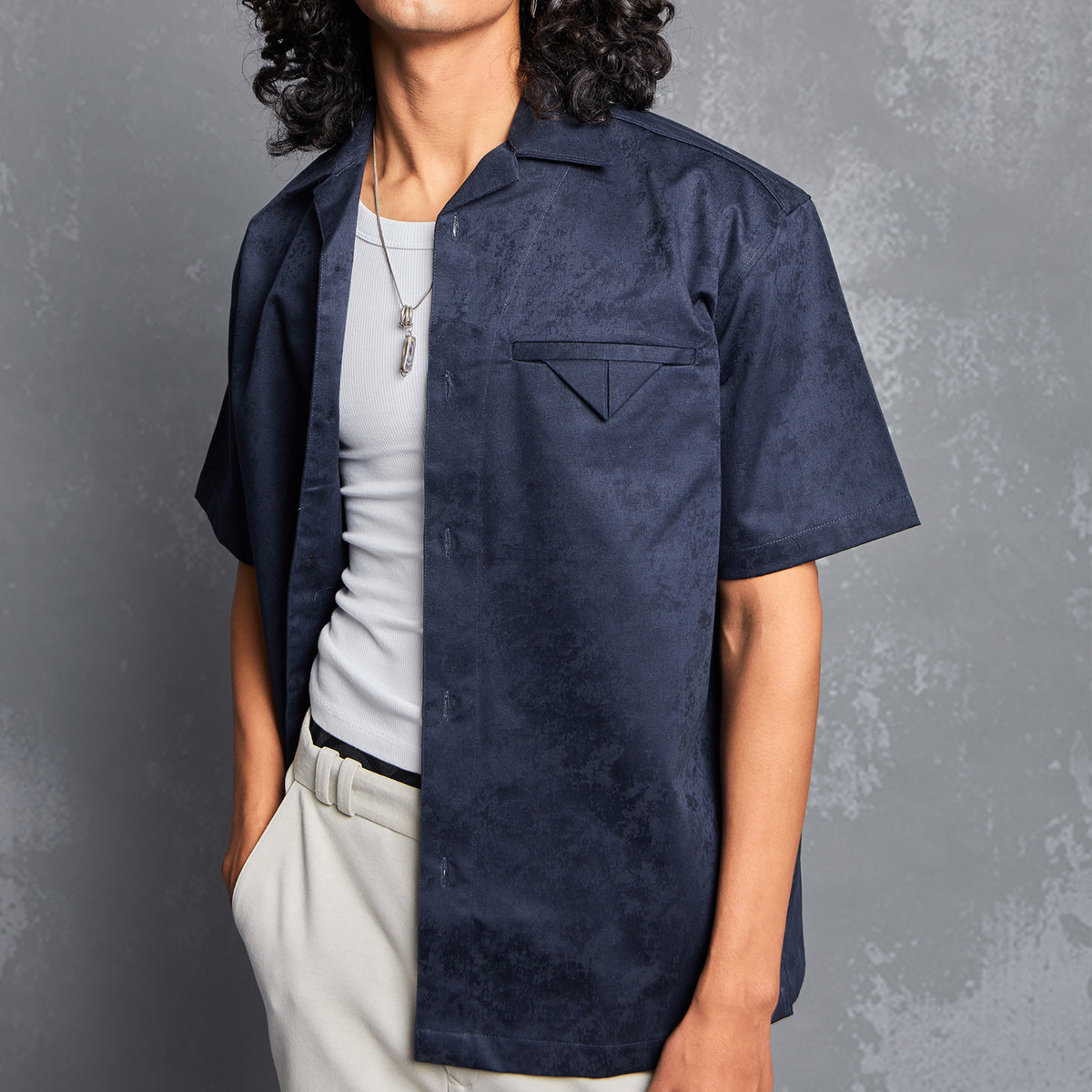 MENS, WOMENS, 100 % COTTON, POCKET SQUARE, TONAL NAVY, NAVY SHIRT,Jacquard shirt, abstract tonal pattern, welt pocket, fixed pleated pocket square, one piece Cuban style collar, slit at the bottom of the side seam. UNISEX, RELAXED FIT, SIZE AVAILABLE S TO XXL, PLUS SIZE CLOTHING, SHIRT, JACQUARD, POLO SHIRTS,SHIRT DESIGN, SHIRT PATTERN, SHIRT SIZING, SHIRTS FOR MEN, SHIRTS FOR GIRLS, SHIRT DESIGN FOR MEN, SHIRT DESIGN FOR GIRLS, SHIRT FOR WOMEN, SHIRT SIZE CHART, people also ask 