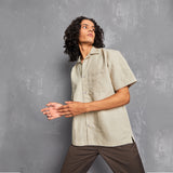 pure linen, dusty bone colourway, relaxed fit, lightweight fabric, summer essential, streetstyle. korean styles, fashion brand, straight fit shirt, people also ask 