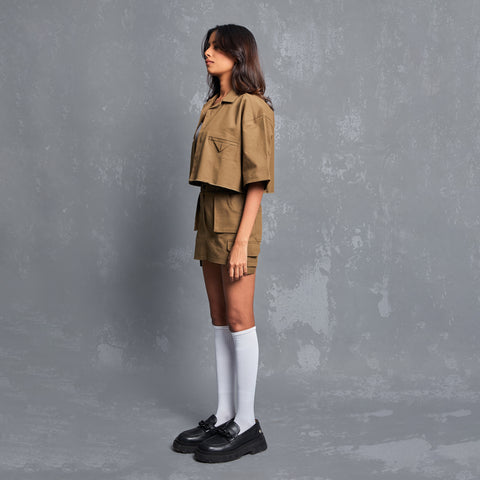 MINI CARGO SKIRT - KHAKI