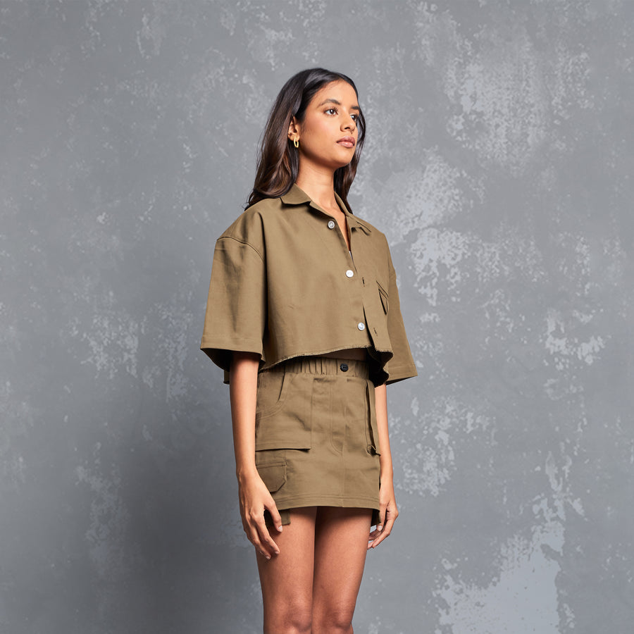 MINI CARGO SKIRT - KHAKI