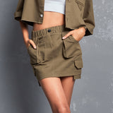 MINI CARGO SKIRT - KHAKI